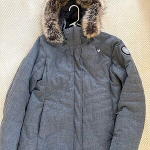 Obermeyer Heather Gray Quilted Jacket with Logo Patch